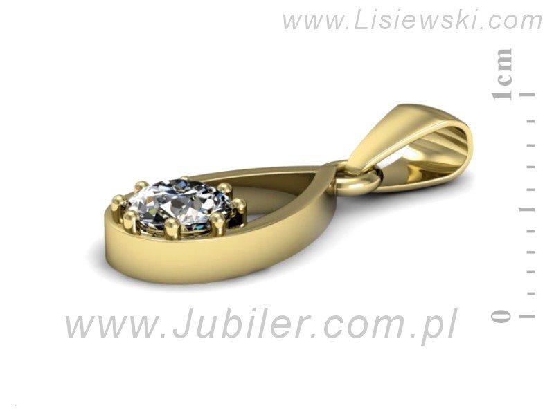 Złota zawieszka Wisiorek z brylantem żółte złoto - W15331z — zdjęcie 2