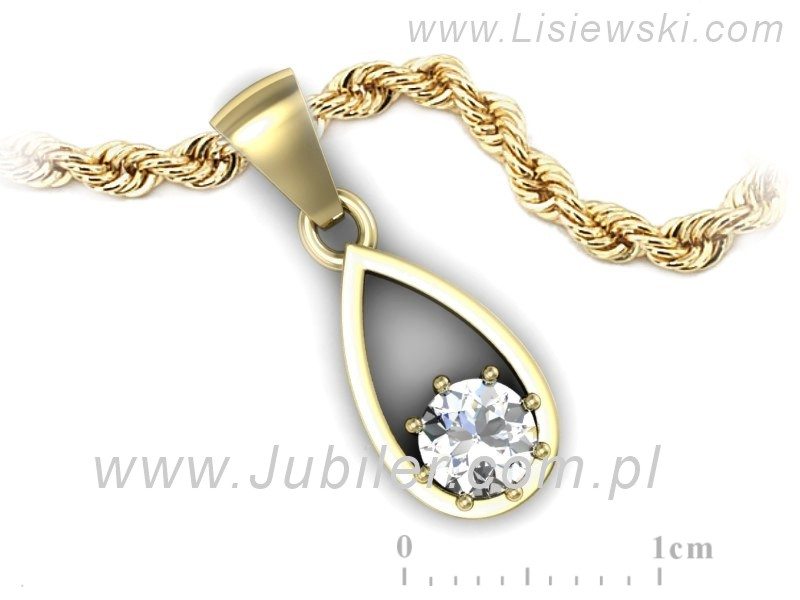 Złota zawieszka Wisiorek z brylantem żółte złoto - W15331z — zdjęcie 3
