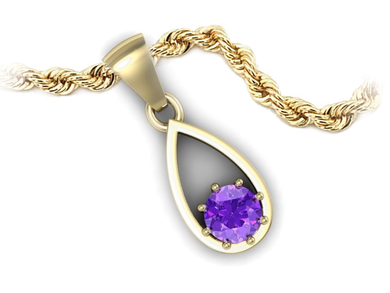 Ametystowa zawieszka - klasyka i nowoczesność - W15331zat — zdjęcie 2