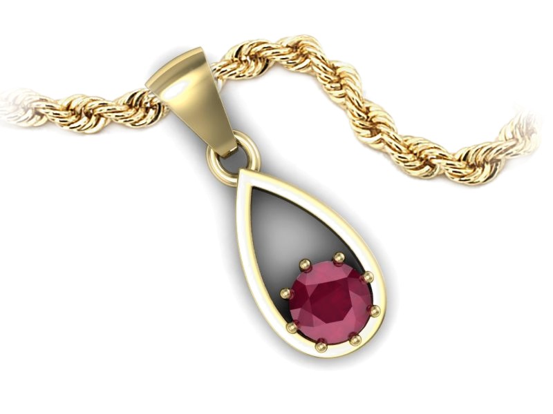 Wisiorek z rubinowym akcentem - klasa i styl - W15331zr — zdjęcie 3