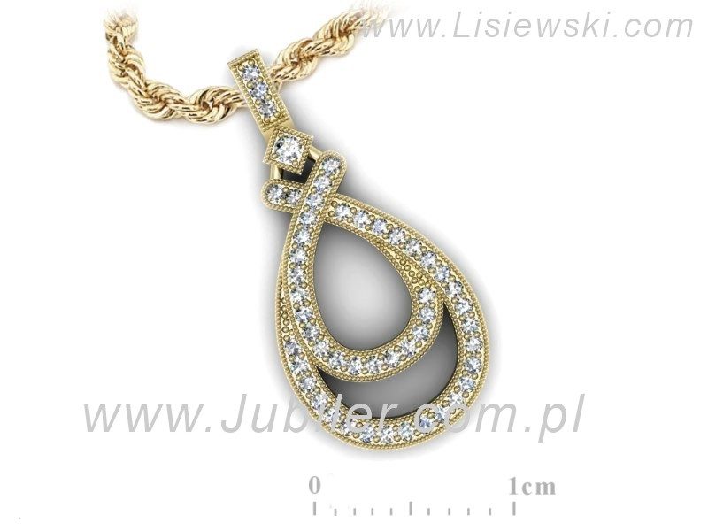 Złota zawieszka Wisiorek z brylantami żółte złoto - W15332z — zdjęcie 3