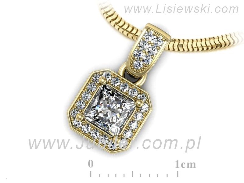 Złota zawieszka Wisiorek z diamentami żółte złoto - W15334z — zdjęcie 3