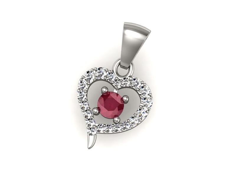 Zawieszka z rubinem i brylantami białe złoto 585 - W15348br — zdjęcie 3