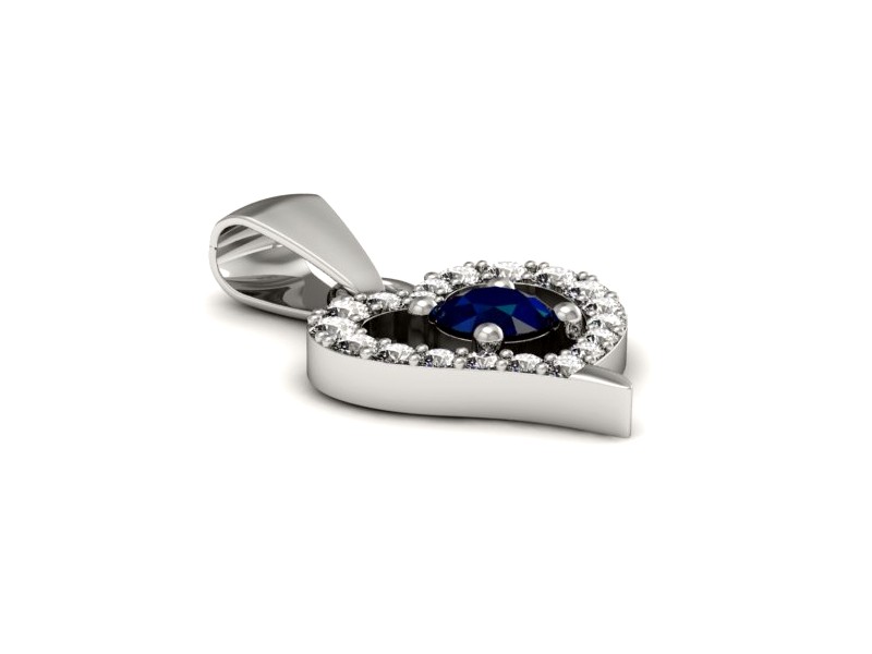 Zawieszka z szafirem i brylantami białe złoto - W15348bsz — zdjęcie 2