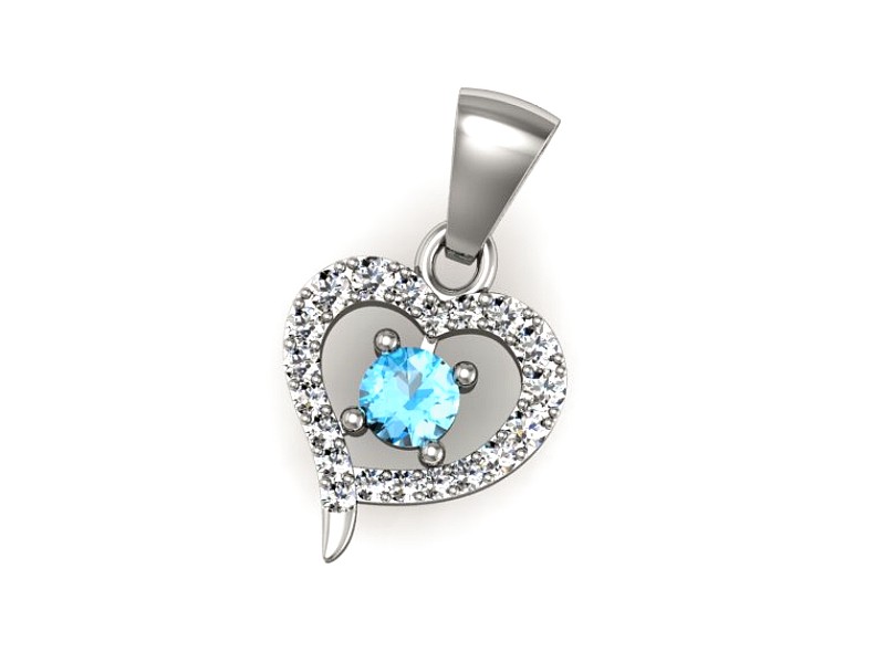 Zawieszka z topazem i brylantami białe złoto 585 - W15348btp — zdjęcie 3