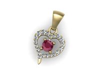 Złota zawieszka Wisiorek z rubinem z brylantami żółte złoto - W15348zr- 3