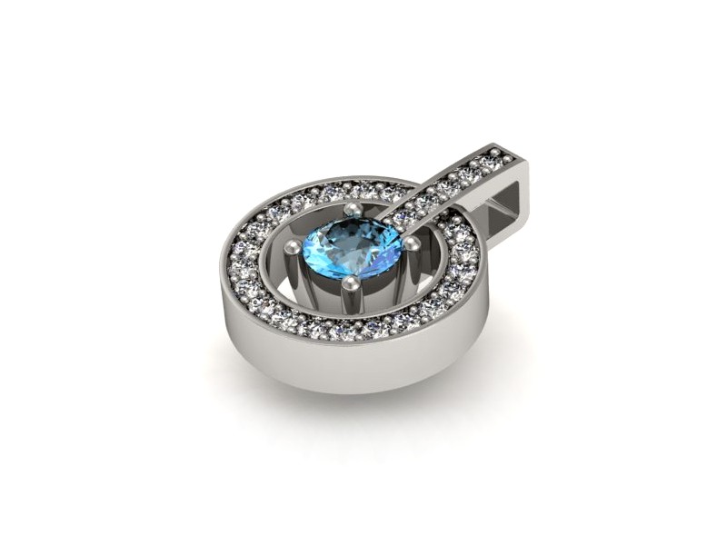 Zawieszka z topazem i brylantami białe złoto 585 - W15351btp — zdjęcie 2