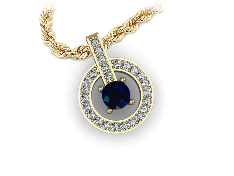 Zawieszka z szafirem i brylantami żółte złoto - W15351zsz — zdjęcie 3