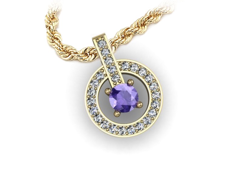 Złota zawieszka z tanzanitem i brylantami - W15351zt — zdjęcie 3