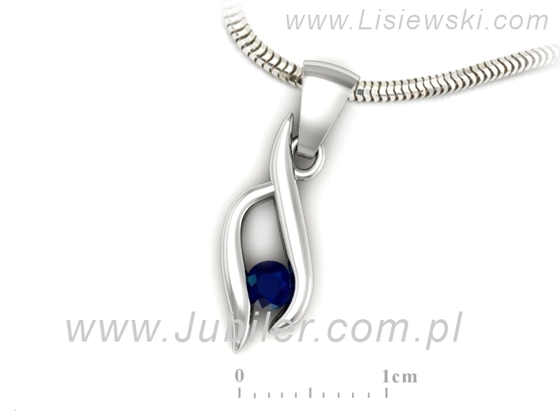 Stylowy wisiorek z szafirem w białym złocie wytworność - w15358bsz — zdjęcie 3