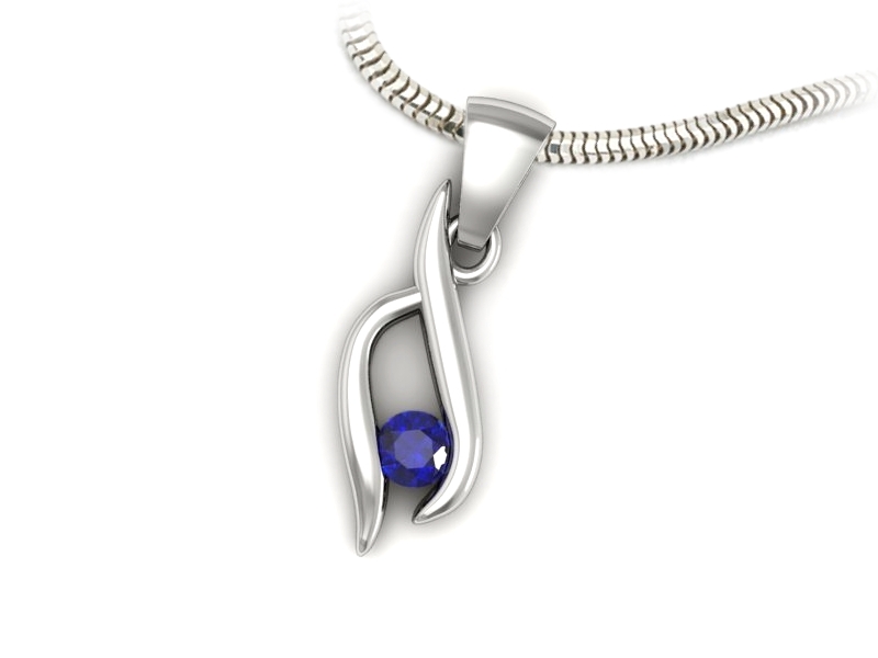 Wisiorek z szafirem w białym złocie maksimum elegancji - w15358bszc — zdjęcie 3