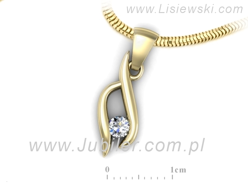Złota zawieszka Wisiorek z brylantem żółte złoto - w15358z — zdjęcie 3