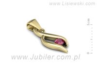Złota zawieszka Wisiorek z rubinem żółte złoto próba 585 - w15358zr- 2
