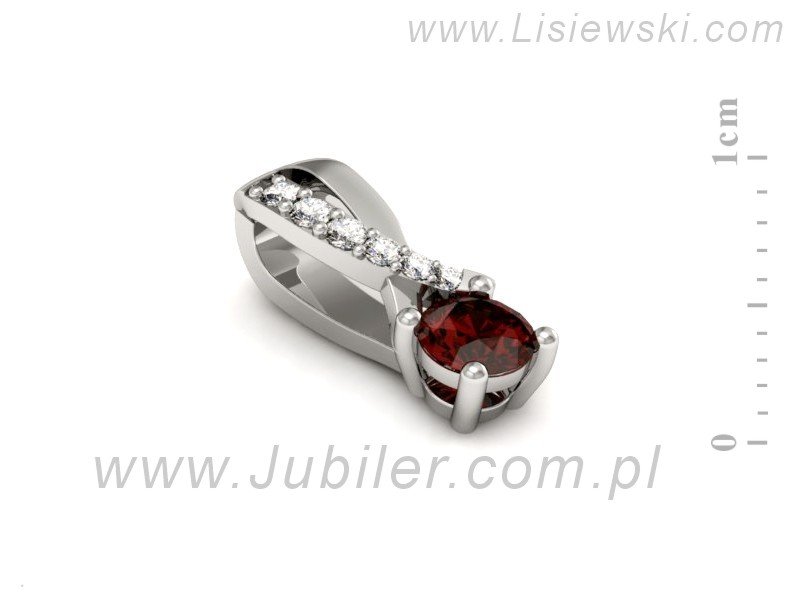 Wisiorek z granatem i brylantami białe złoto - W15361bgr — zdjęcie 2