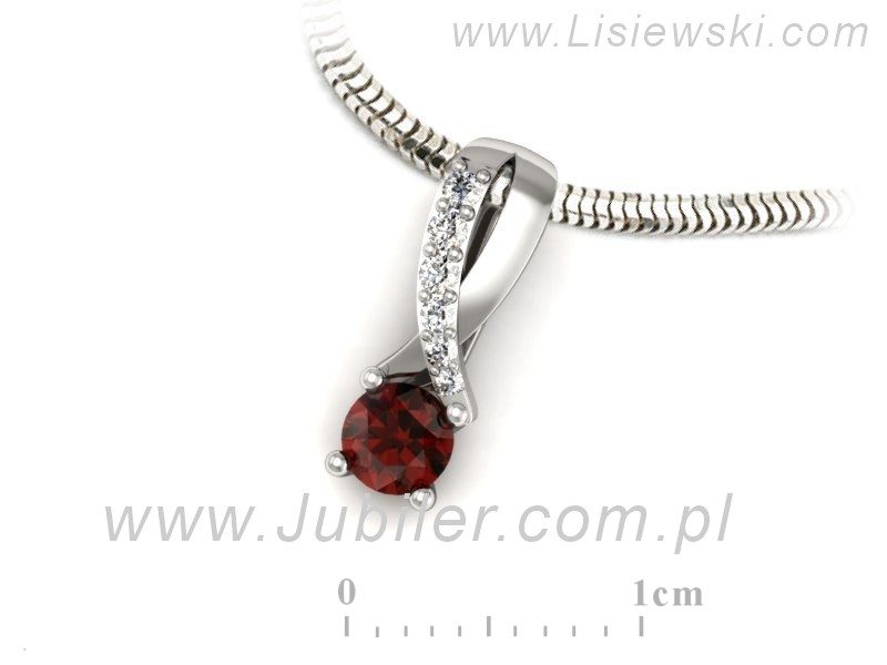 Wisiorek z granatem i brylantami białe złoto - W15361bgr — zdjęcie 3