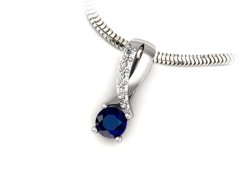 Złota zawieszka z szafirem i brylantami - W15361bsz — zdjęcie 3