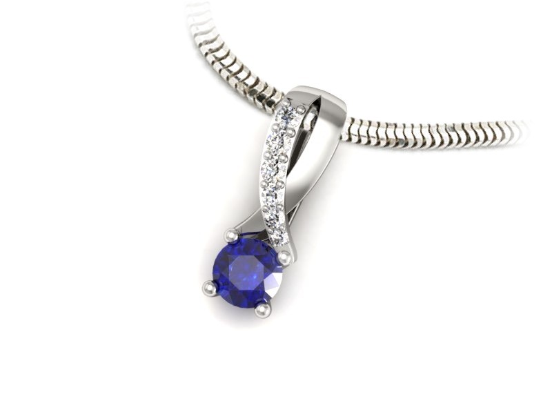 Zawieszka z szafirem i brylantami białe złoto - W15361bszc — zdjęcie 3