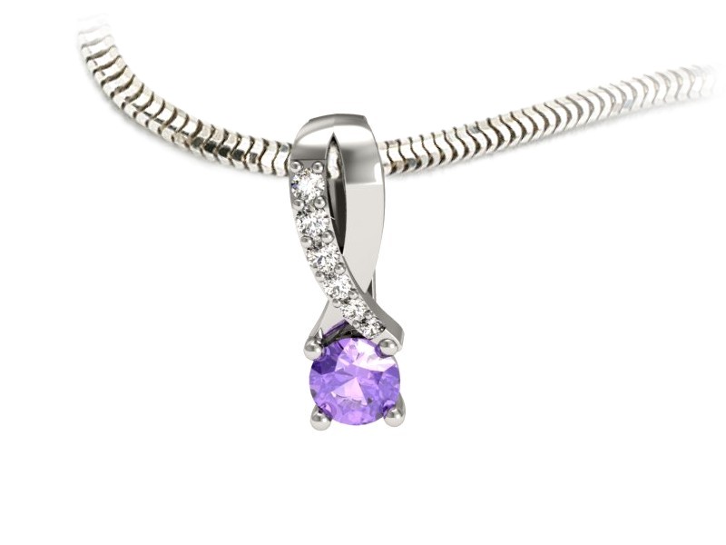 Wisiorek z tanzanitem i brylantami białe złoto - W15361bt — zdjęcie 3