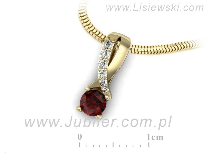 Zawieszka żółte złoto z granatem i brylantami - W15361zgr — zdjęcie 3