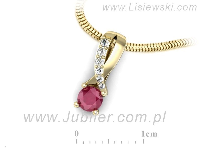 Zawieszka z rubinem i brylantami żółte złoto 585 - W15361zr — zdjęcie 3