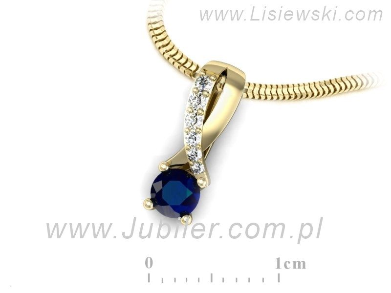 Zawieszka z szafirem i brylantami żółte złoto - W15361zsz — zdjęcie 3