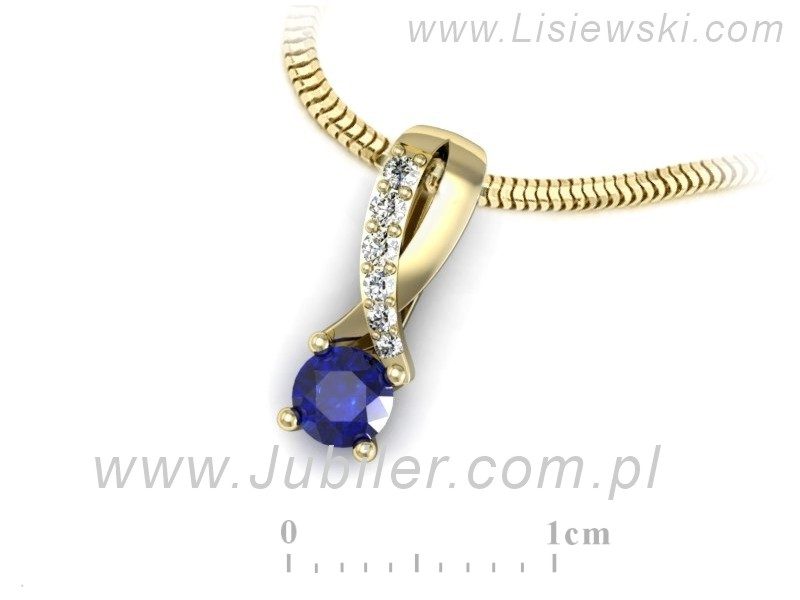 Wisiorek z szafirem i brylantami żółte złoto - W15361zszc — zdjęcie 3