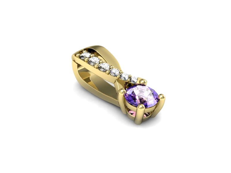 Wisiorek z tanzanitem i brylantami żółte złoto - W15361zt — zdjęcie 2
