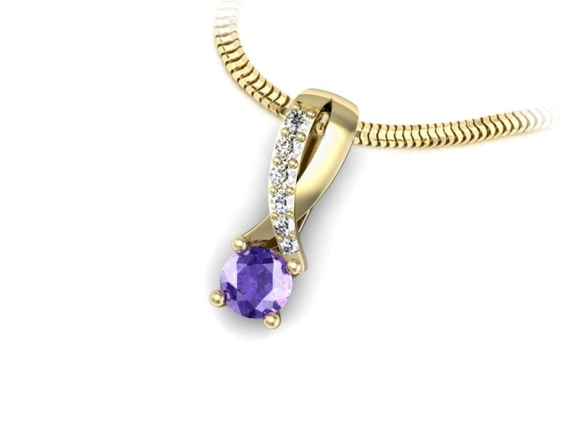 Wisiorek z tanzanitem i brylantami żółte złoto - W15361zt — zdjęcie 3