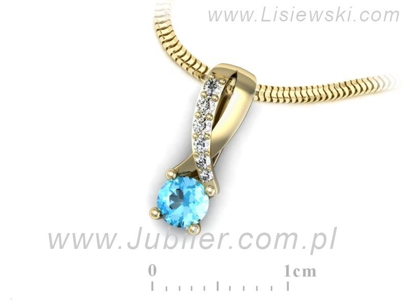 Wisiorek z topazem i brylantami żółte złoto 585 - W15361ztp — zdjęcie 3