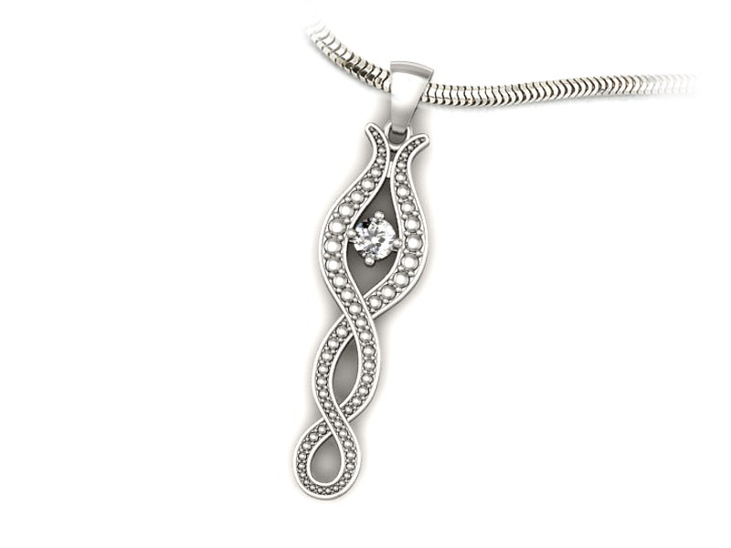 Złota zawieszka z brylantem białe złoto próba 585 - W15362b — zdjęcie 3