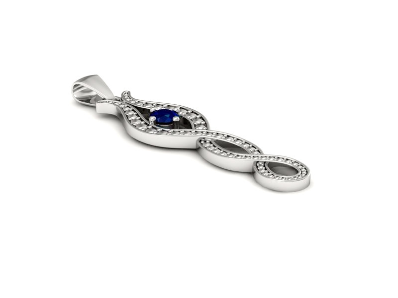 Atrakcyjna zawieszka z szafirem w białym złocie 585 - w15362bsz — zdjęcie 2