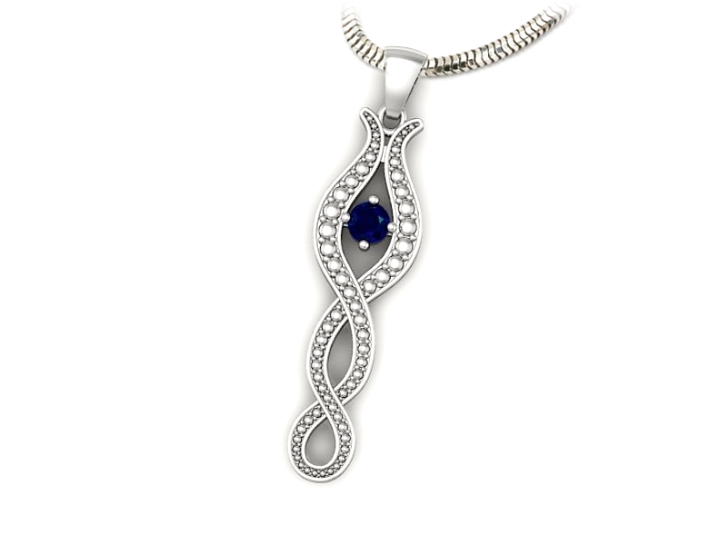 Atrakcyjna zawieszka z szafirem w białym złocie 585 - w15362bsz — zdjęcie 3