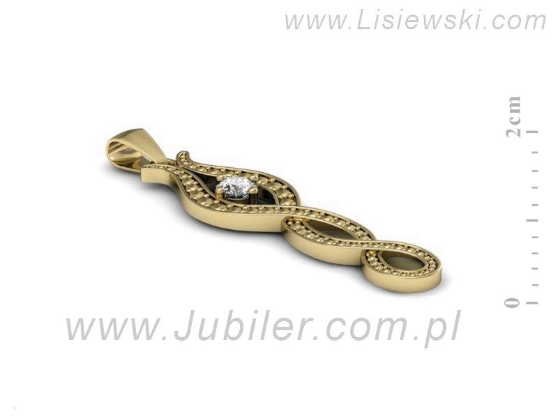 Złota zawieszka Wisiorek z brylantem żółte złoto - W15362z — zdjęcie 2