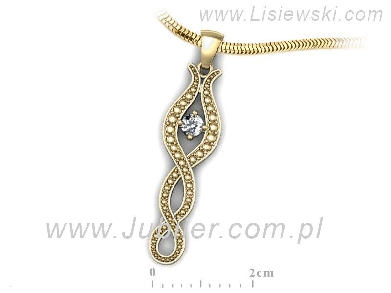 Złota zawieszka Wisiorek z brylantem żółte złoto - W15362z — zdjęcie 3
