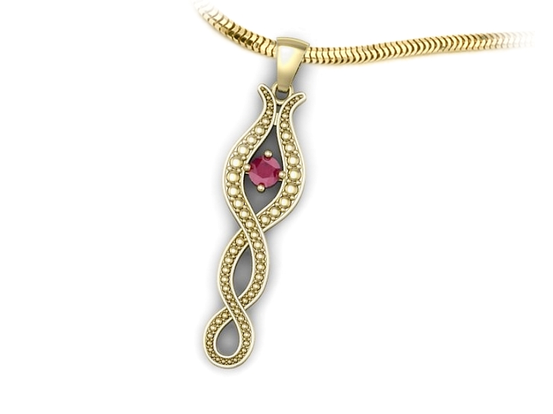 Złoty wisiorek z rubinem - elegancja w każdym detalu - w15362zr — zdjęcie 3