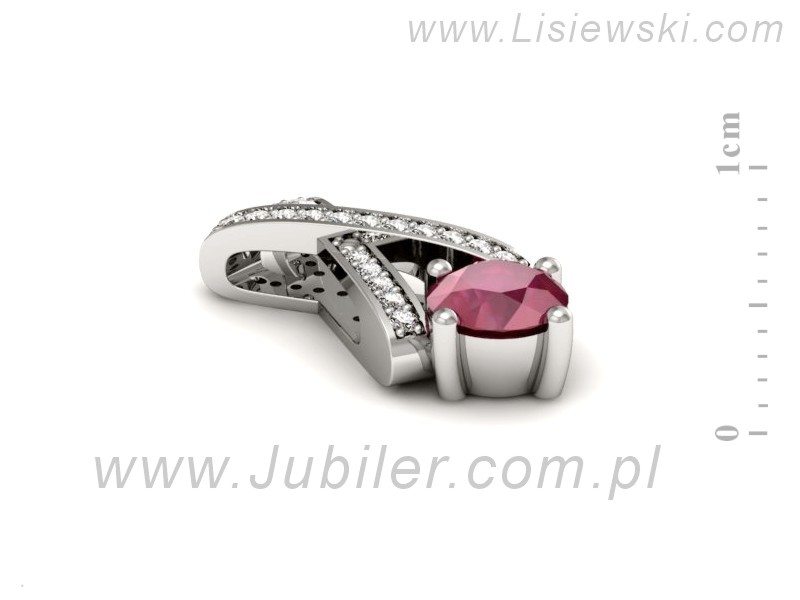 Złota zawieszka Wisiorek z rubinem i brylantami - W15365br — zdjęcie 2