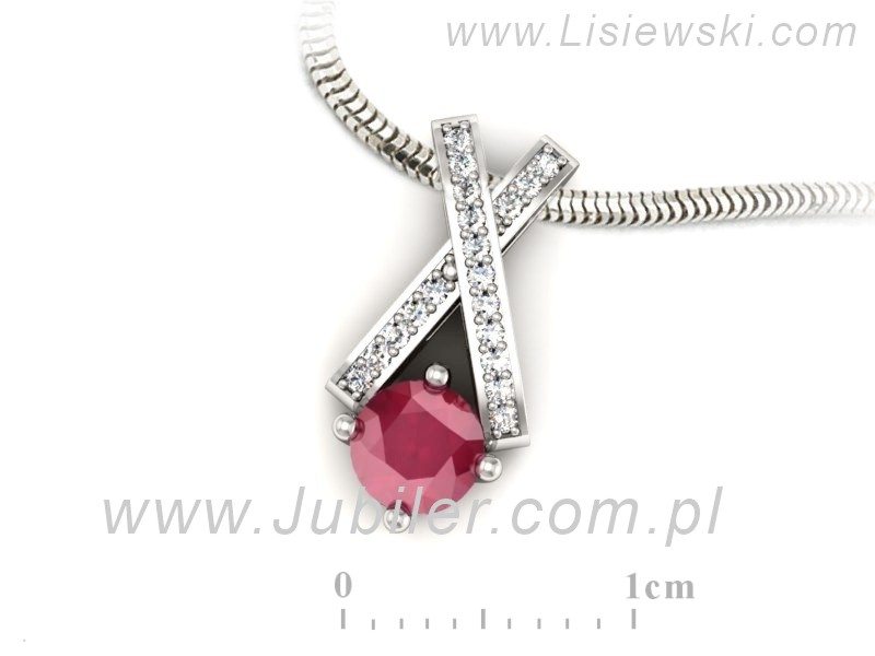 Złota zawieszka Wisiorek z rubinem i brylantami - W15365br — zdjęcie 3