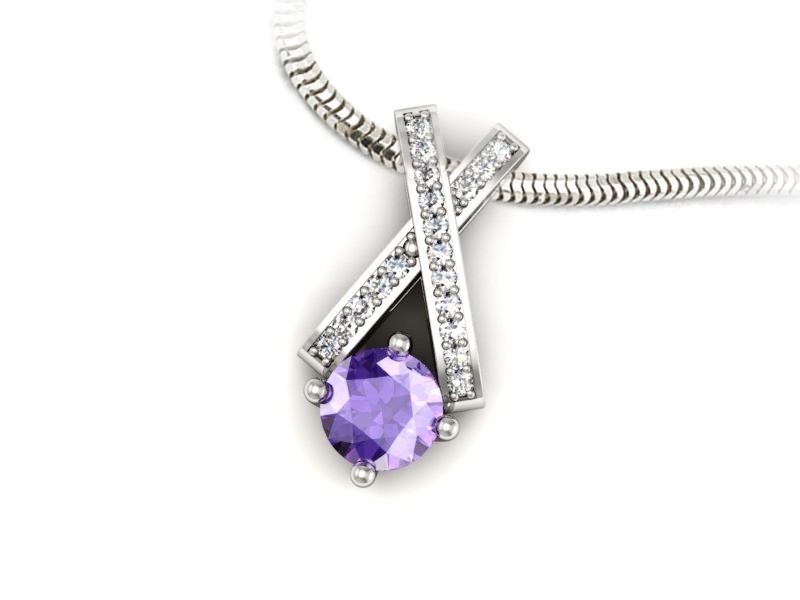 Zawieszka z tanzanitem i brylantami białe złoto - W15365bt — zdjęcie 3