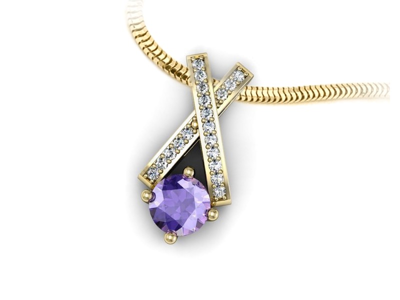 Złoty Wisiorek z tanzanitem i brylantami - W15365zt — zdjęcie 3