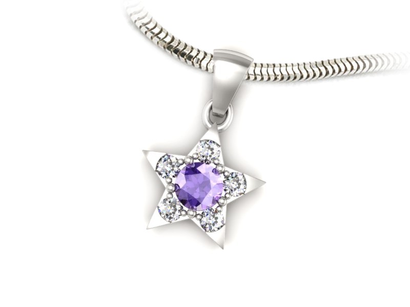 Wisiorek z tanzanitem i brylantami białe złoto - W15367bt — zdjęcie 3