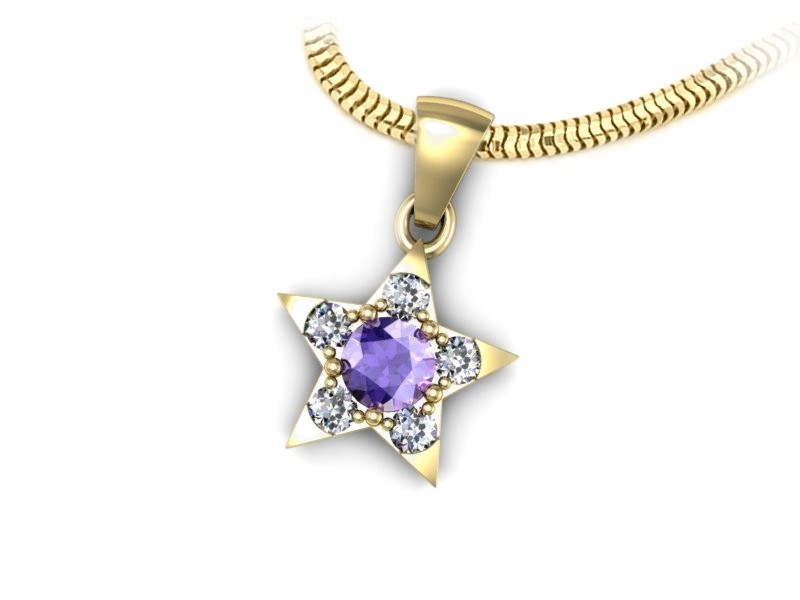 Złota zawieszka z tanzanitem i brylantami - W15367zt — zdjęcie 2