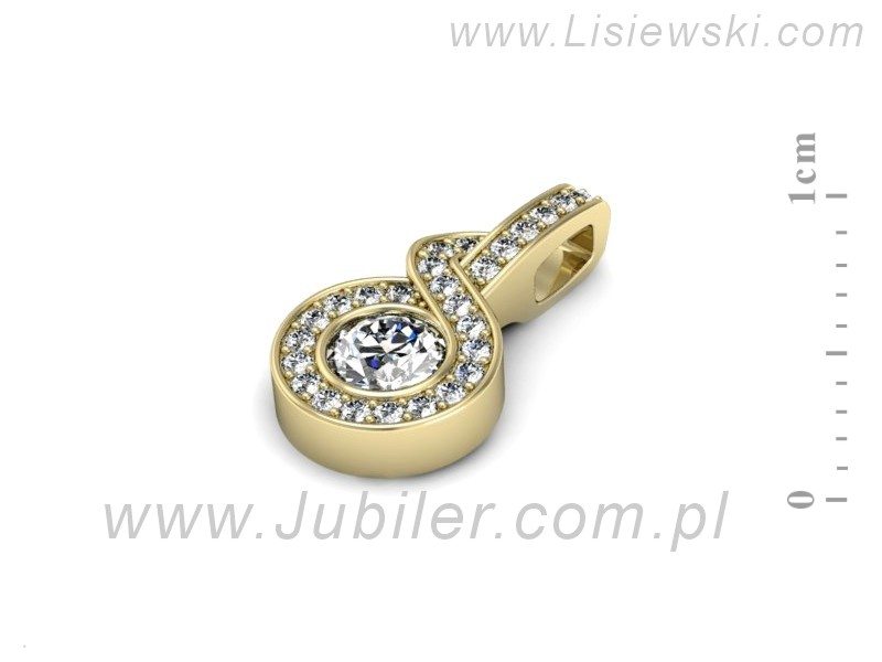 Złota zawieszka Wisiorek z brylantami żółte złoto - W15370z — zdjęcie 2