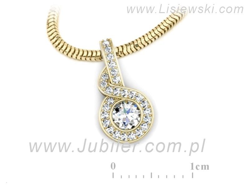 Złota zawieszka Wisiorek z brylantami żółte złoto - W15370z — zdjęcie 3