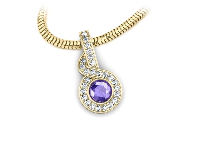 Złoty Wisiorek z tanzanitem i brylantami - W15370zt — zdjęcie 3