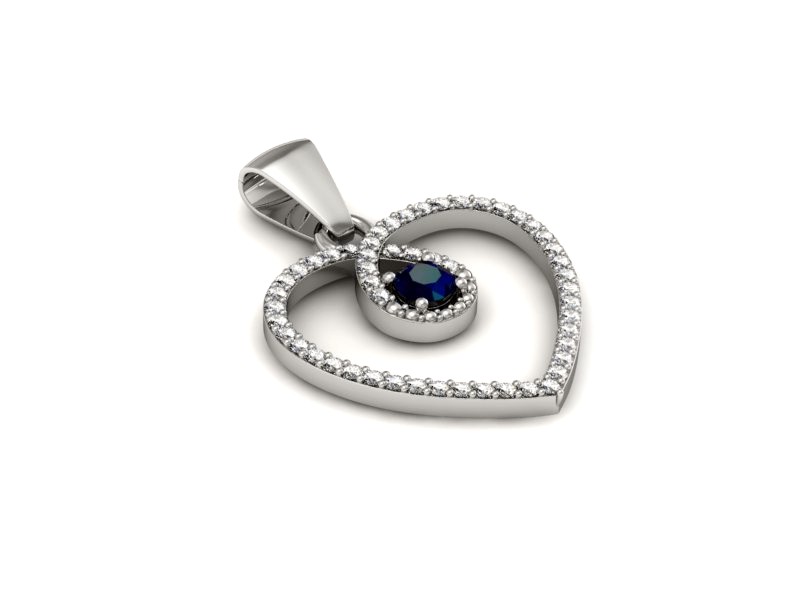 Zawieszka z szafirem i brylantami białe złoto - W15383bsz — zdjęcie 3