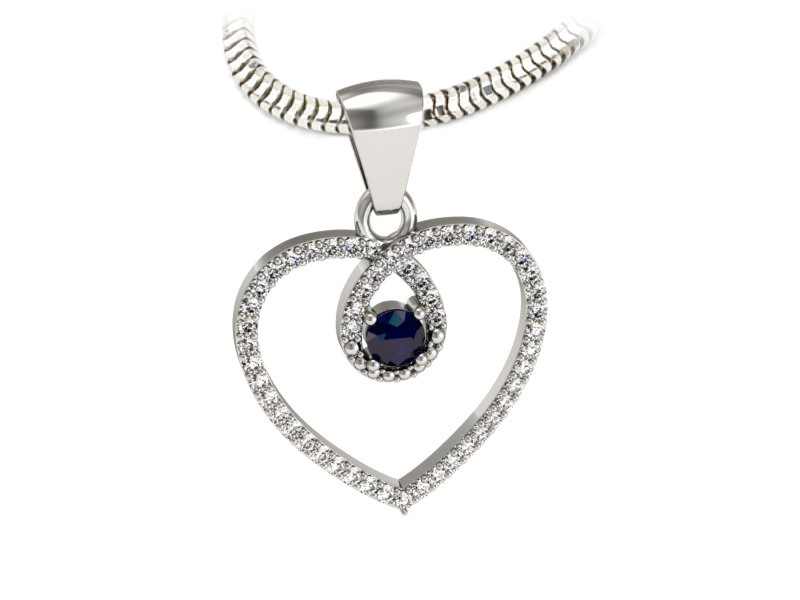 Zawieszka z szafirem i brylantami białe złoto - W15383bsz