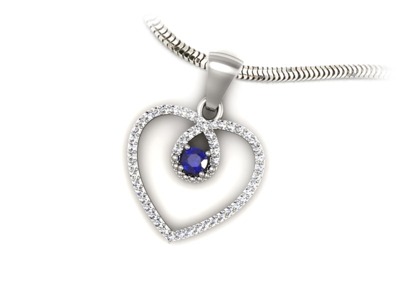 Złota zawieszka z szafirem i brylantami 585 - W15383bszc — zdjęcie 2