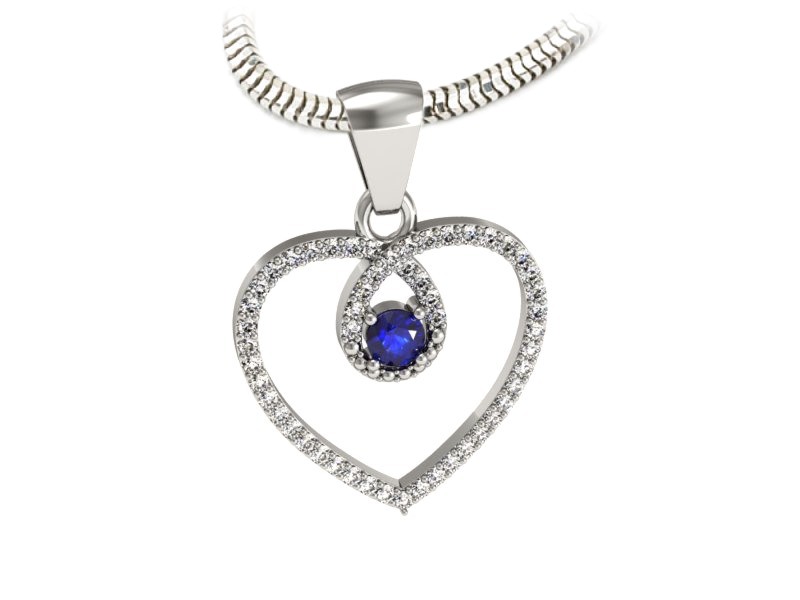 Złota zawieszka z szafirem i brylantami 585 - W15383bszc