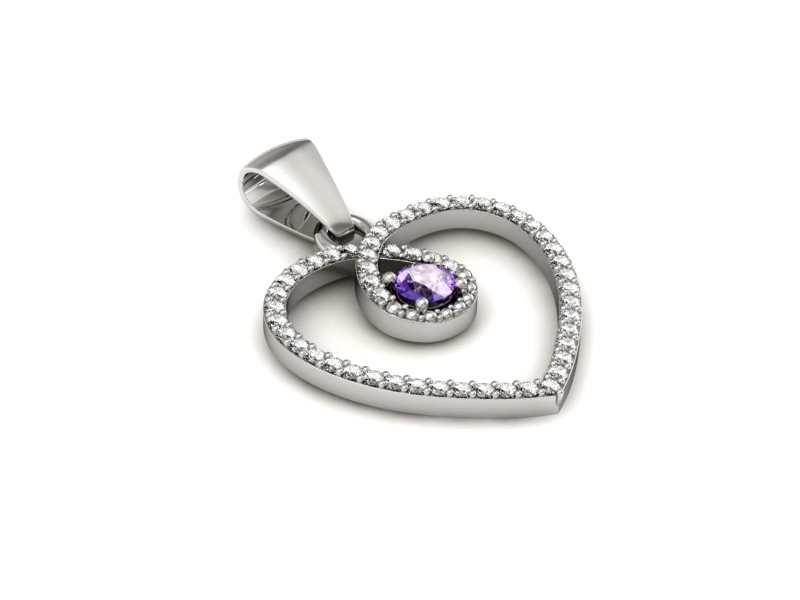 Wisiorek z tanzanitem i brylantami białe złoto - W15383bt — zdjęcie 3