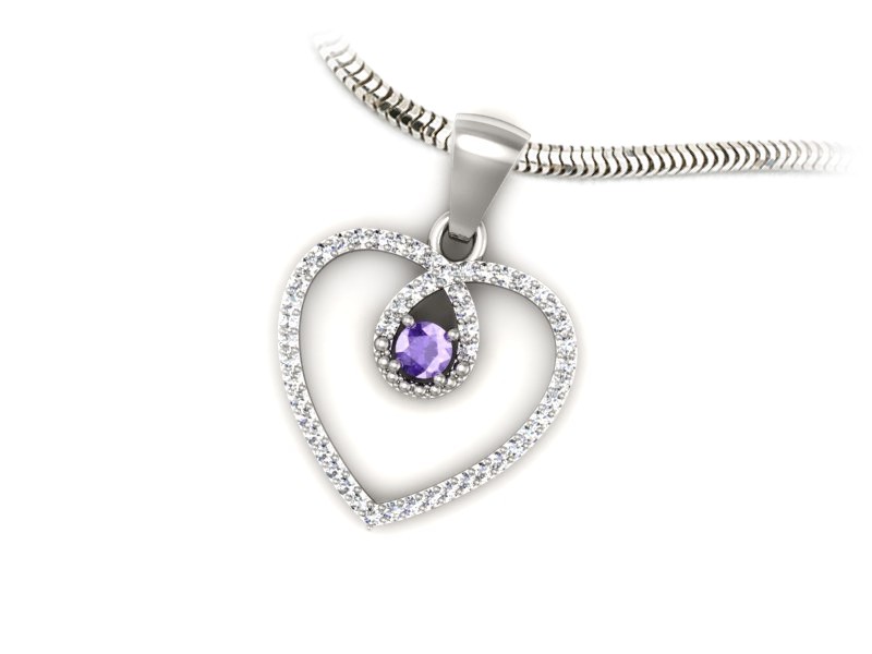 Wisiorek z tanzanitem i brylantami białe złoto - W15383bt — zdjęcie 2